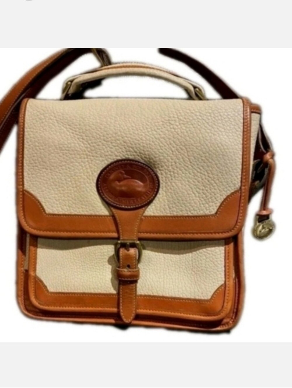 Dooney & Bourke Surrey AWL British Carrier Almond & Tan Trim Crossbody